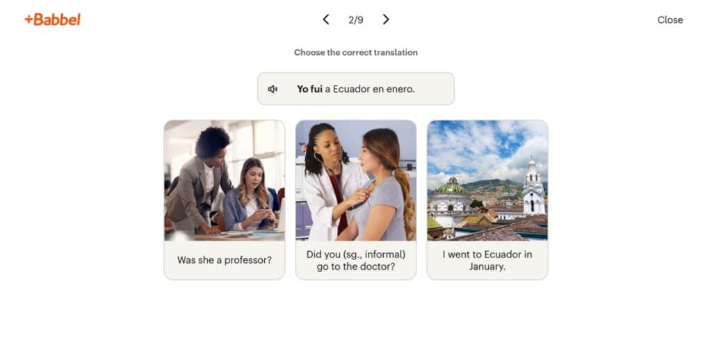 Babbel Spanish lesson