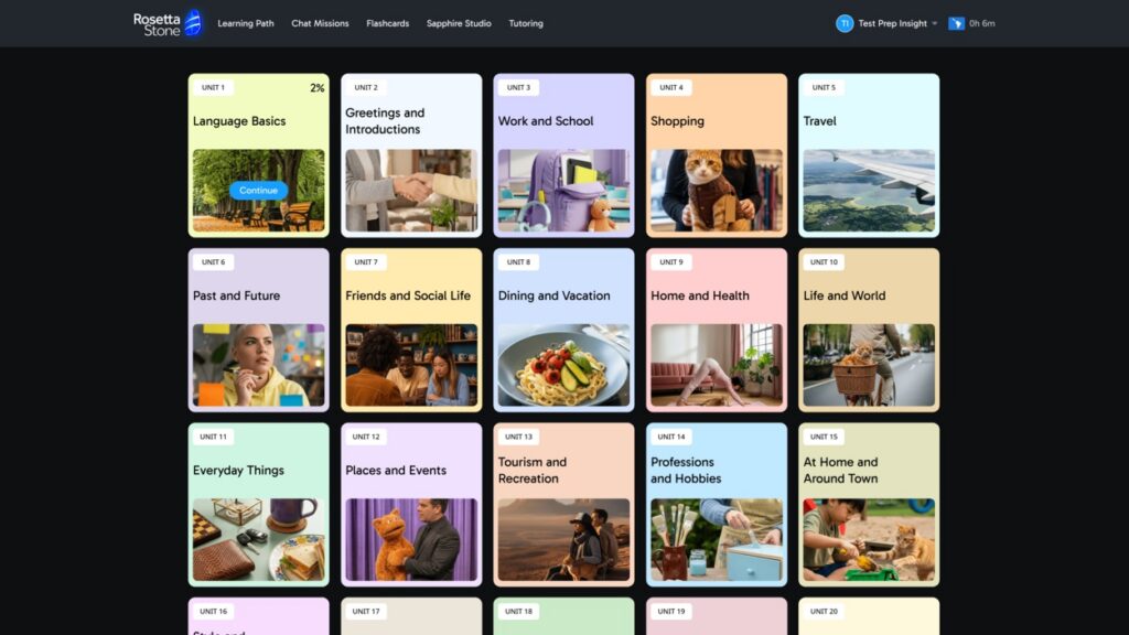 Rosetta Stone dashboard