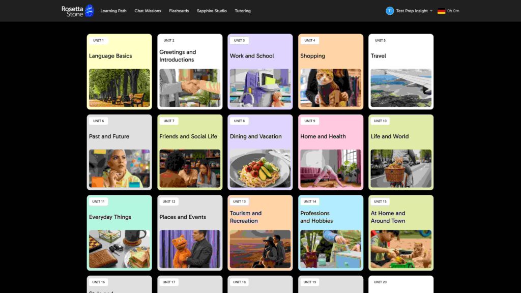 Rosetta Stone dashboard