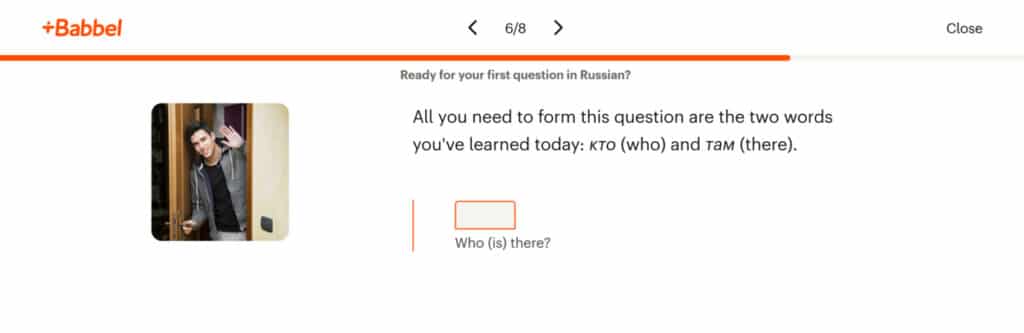 Babbel Russian exercise