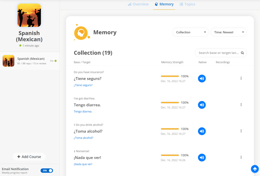 Glossika language review session